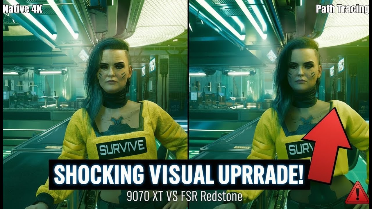 Cyberpunk 2077 Native 4K VS Path Tracing FSR Redstone | RX 9070 XT