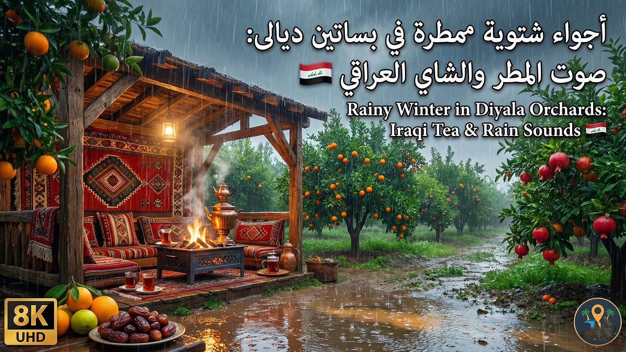 أجواء شتوية ممطرة في بساتين ديالى: صوت المطر والشاي العراقي على النار 🇮🇶 | استرخاء ونوم عميق