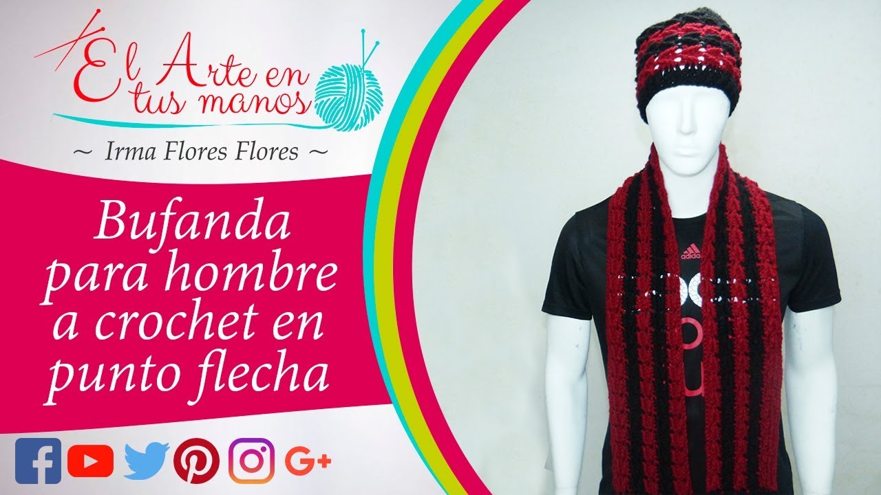 BUFANDA  ELEGANTE PARA HOMBRE TEJIDO EN CROCHET FACIL Y RAPIDO DE TEJER