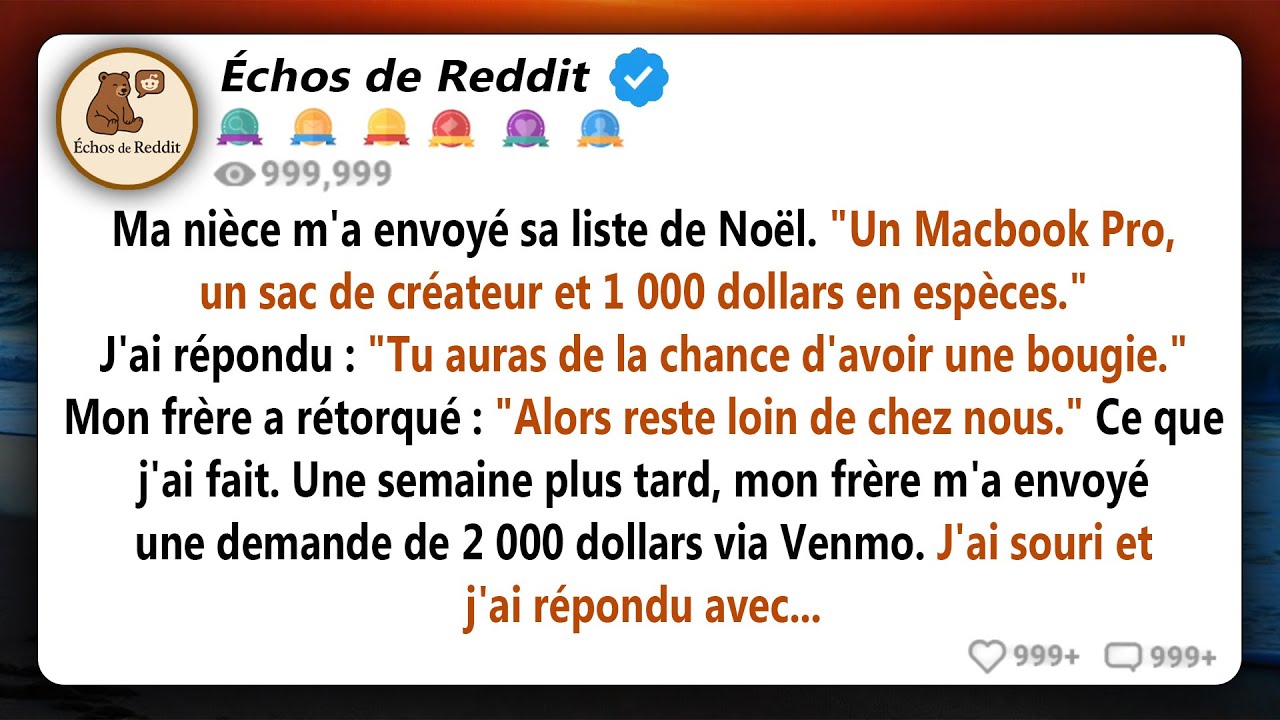 Ma nièce m'a envoyé sa liste de Noël. 