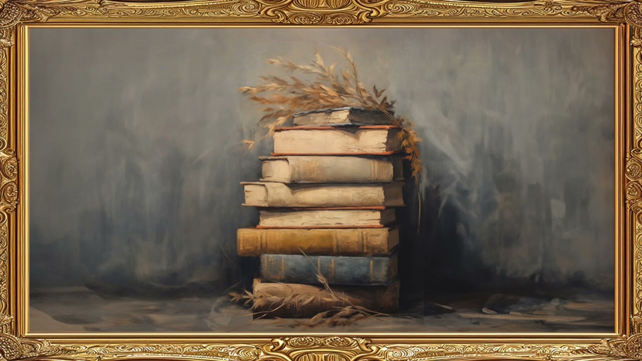 Fall Books Frame TV Art Moody Academia Wallpaper Framed HD Screensaver Autumn Painting Slideshow