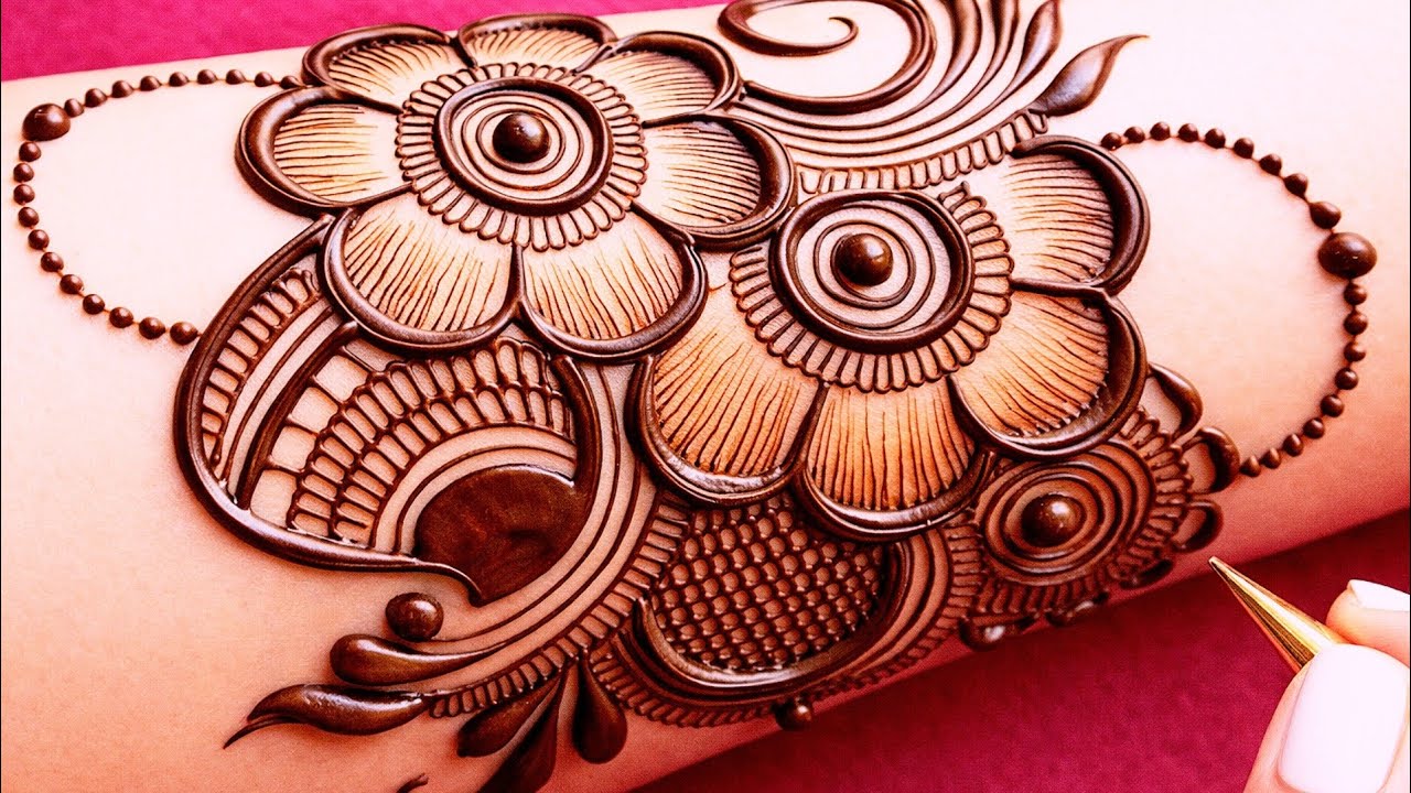 Dark Brown Floral Arabic Mehndi Design for Half Hand 🌺 | Bold & Elegant Henna Art #MehndiDesign