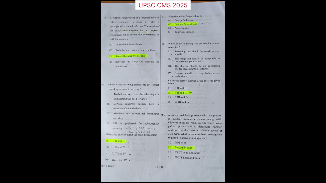 UPSC CMS 2025 Surgery Questions 19-23 #upsccms #cms #2025