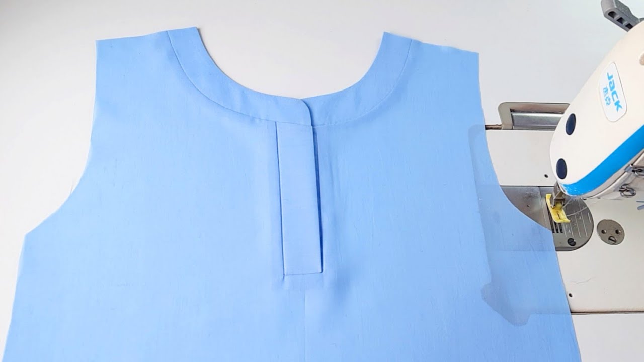 Amazing method Very easy collar neck design , Placket cutting and stitching