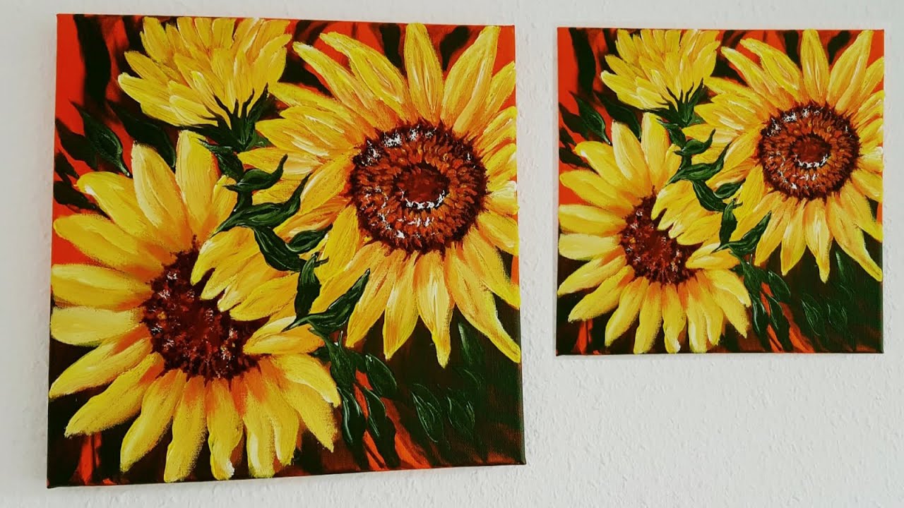 Blumen Sonnenblumen Malen Acryl für Anfänger - Flowers Sunflowers Acrylic Painting for Beginners