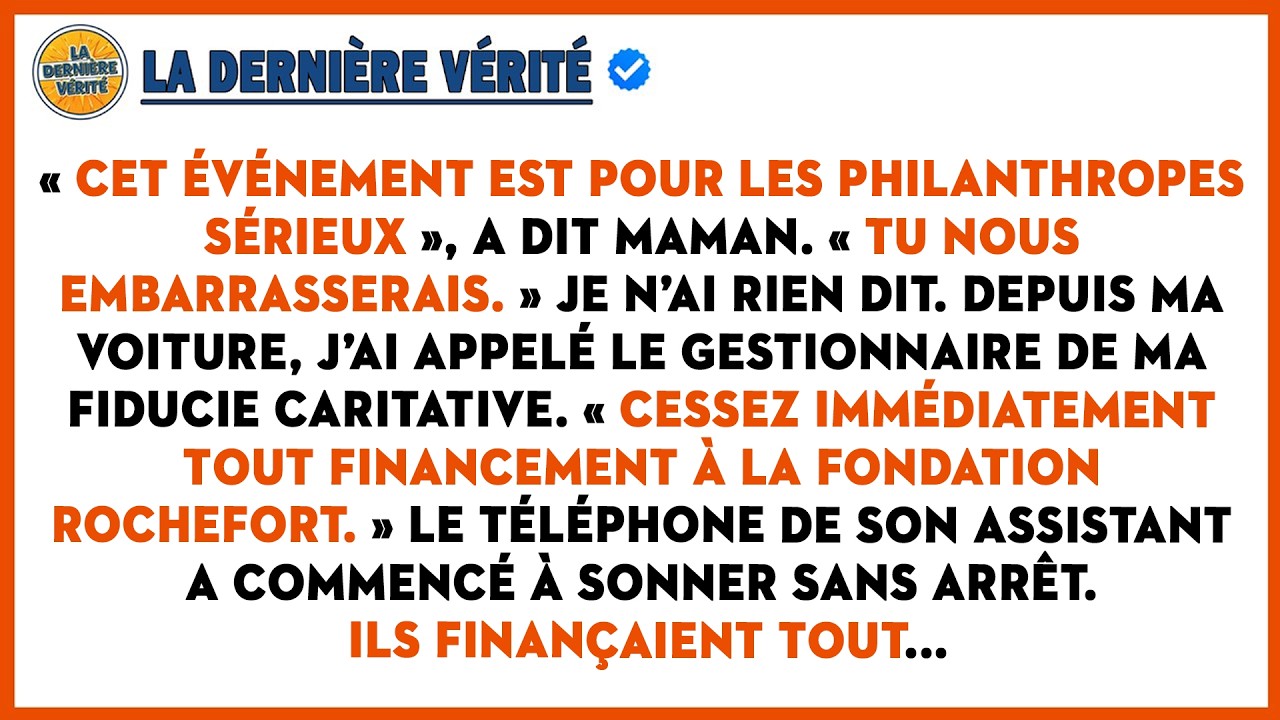 Maman M’a Bannie De Son Gala De Charité 