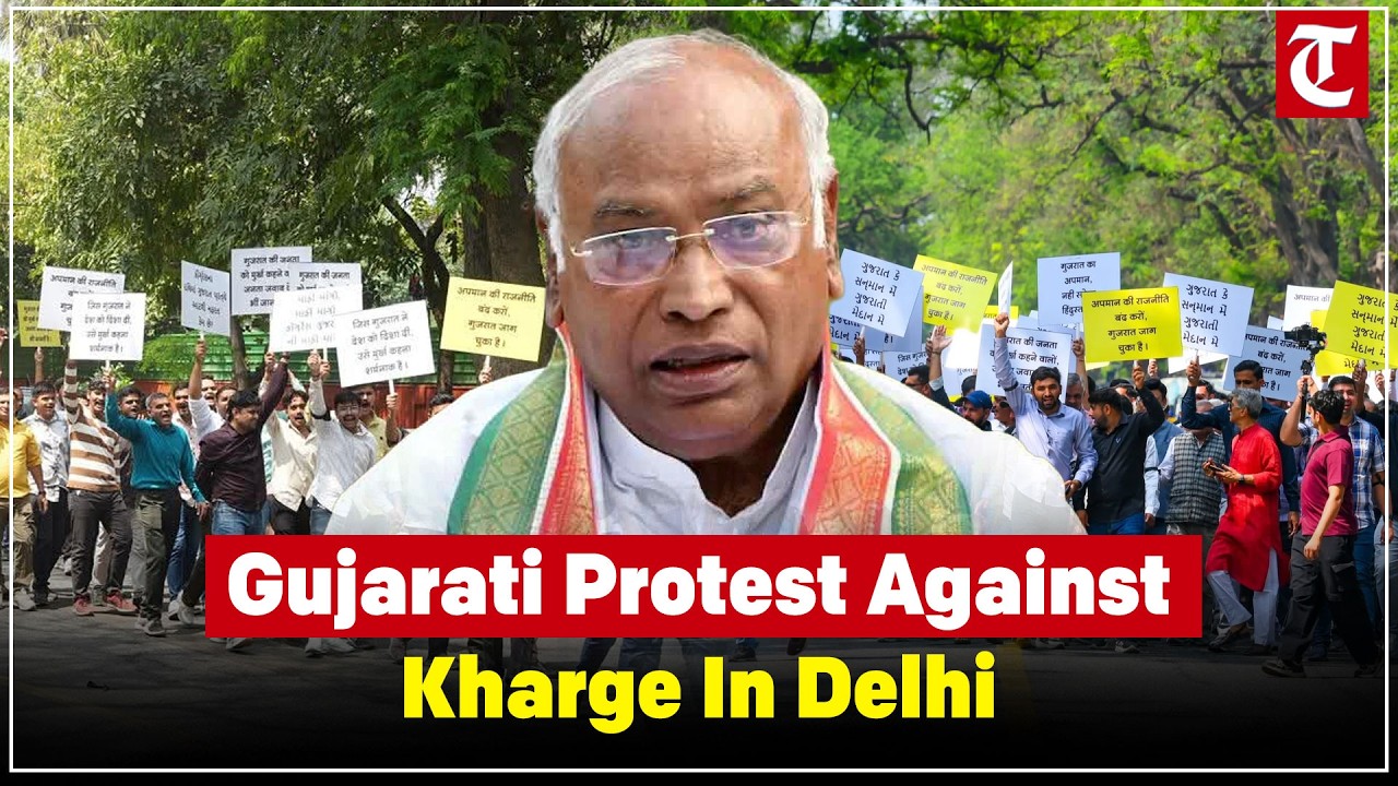 Protest erupts in Delhi as Gujarati community demands apology from Mallikarjun Kharge