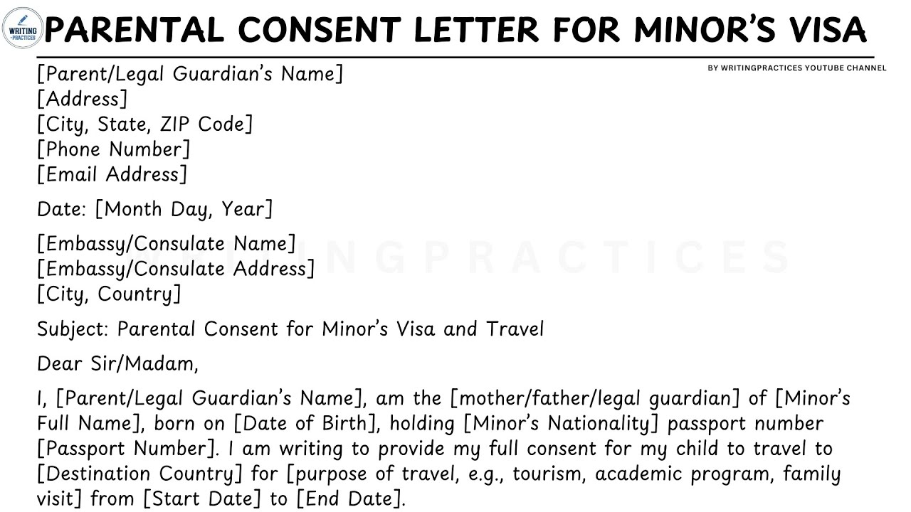 How To Write A Parental Consent Letter for Minor&rsquo;s Visa and Travel Steps Guide Writing Practices