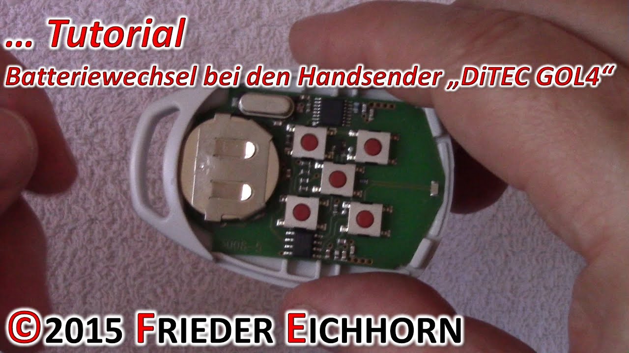 DiTEC GOL4 Tutorial, Batteriewechsel bei den Handsender / Fernbedienung