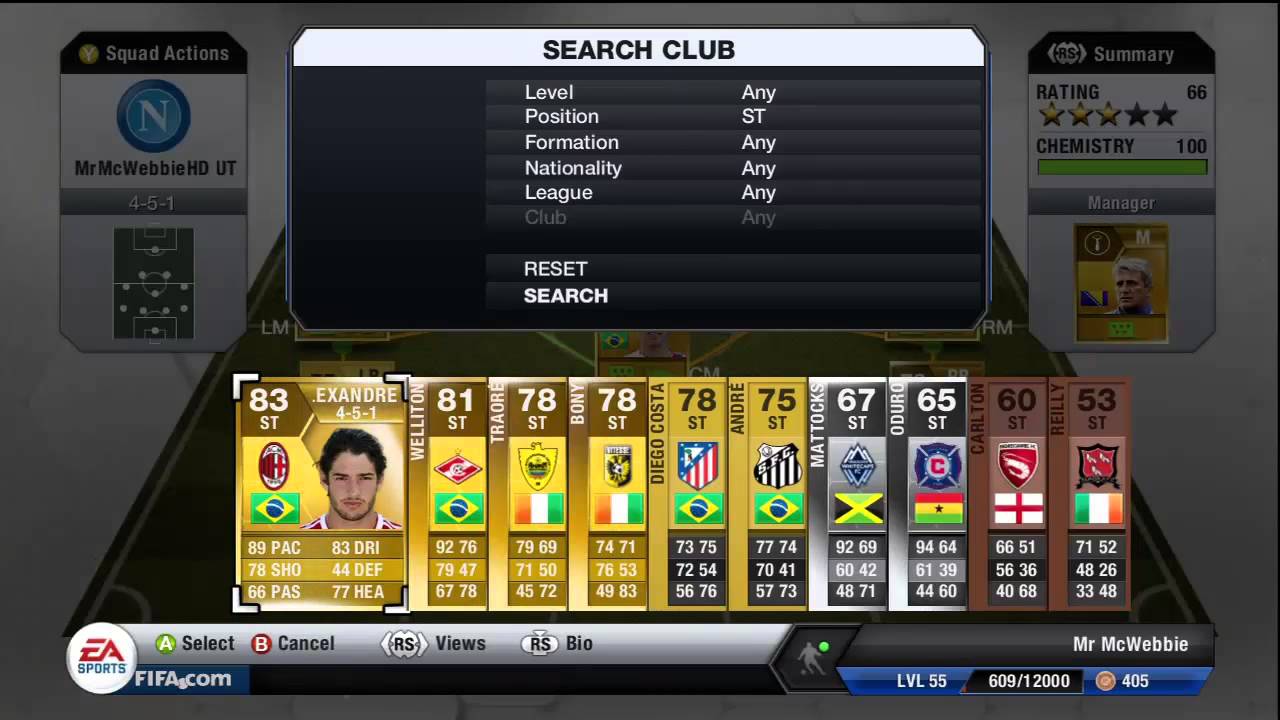 Fifa 13 Ultimate Team - Squad Builder - 50K Brazil Squad