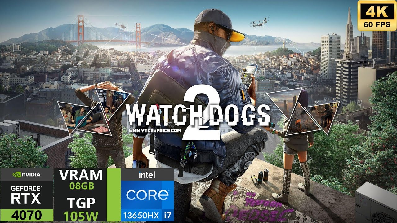 RTX 4070 Mobile 105W Watch Dogs 2 : MSI Katana 15 B13V Gaming Test