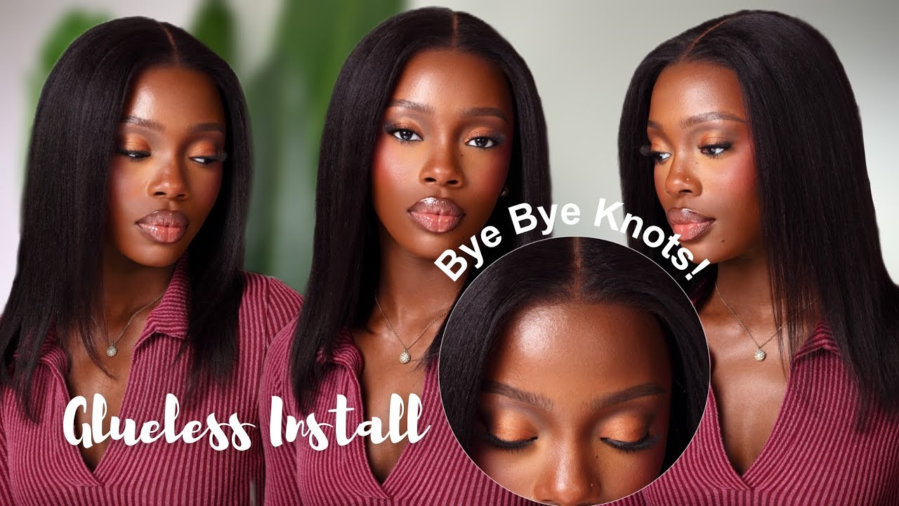 Natural Yaki Bob Glueless Straight Wig Bye Bye Knots 7x5 Pre-Bleached Invisible Knots Ft Nadula Hair