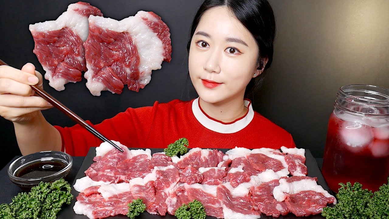 Мукбанг [Сырая говядина] Real Sound MUKBANG | ASMR | EATING SOUND