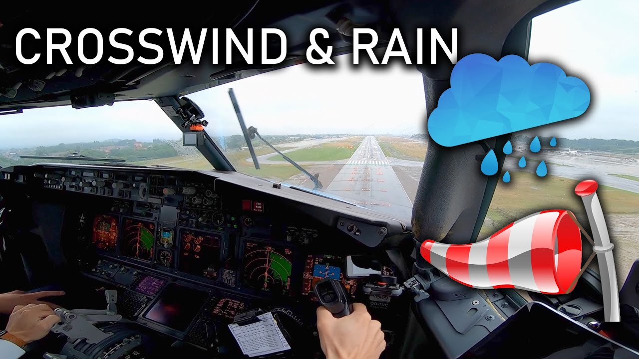 Boeing 737 | Rain and wind landing in Charleroi | 4K Cockpit view