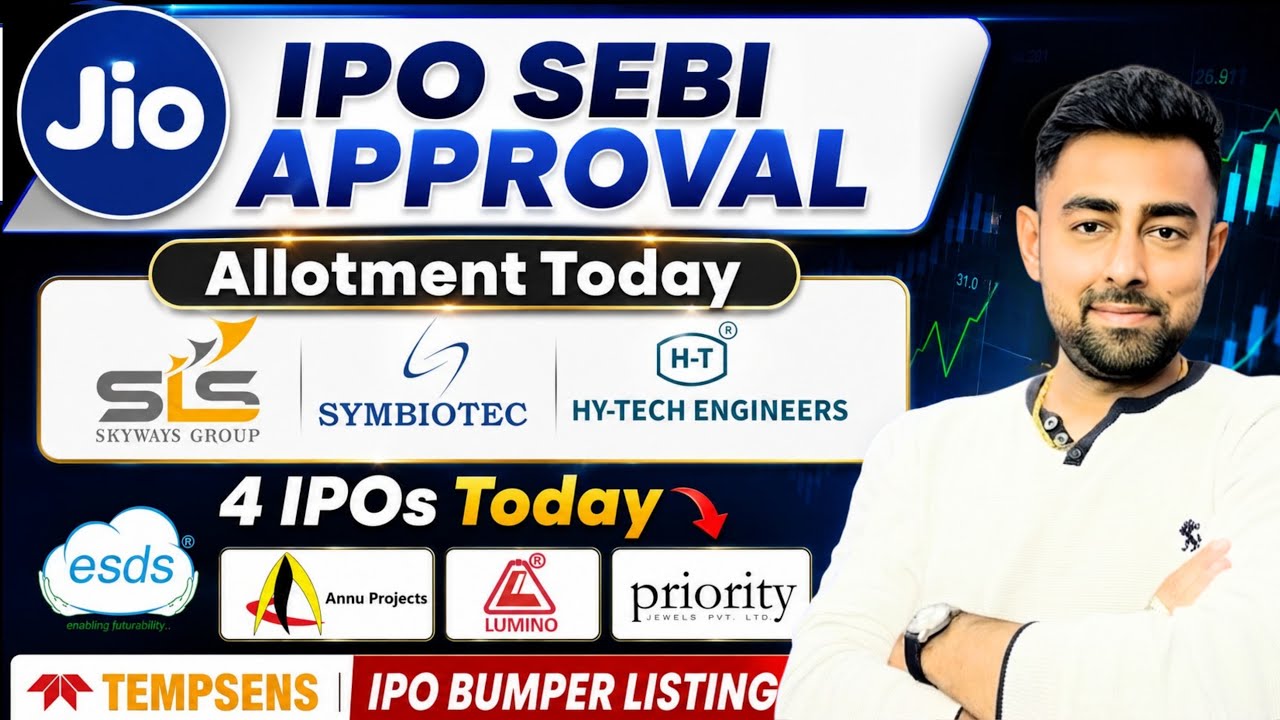 Jio IPO SEBI Approval | Allotment Today | Symbiotec IPO | ESDS IPO | Lumino IPO | Jayesh Khatri 