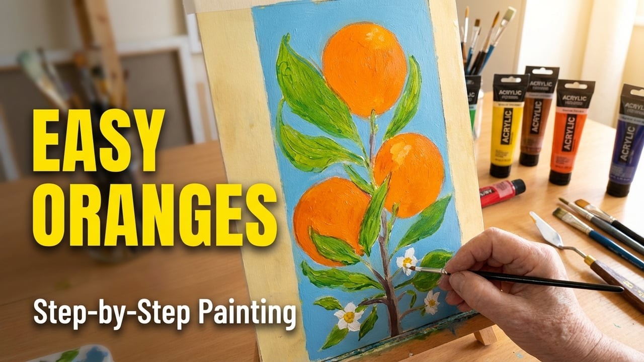 Easy and fun painting oranges step by step for beginners.