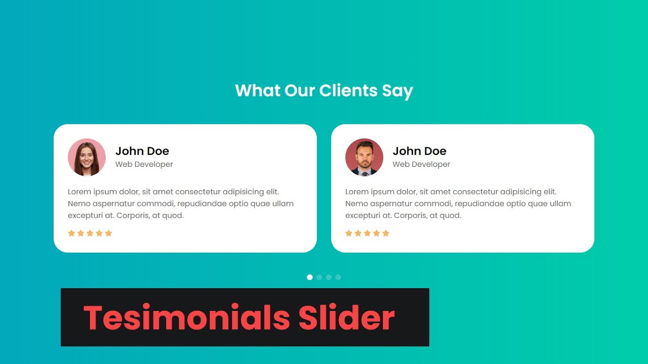 Testimonials Slider using Html Css & Swiper Js