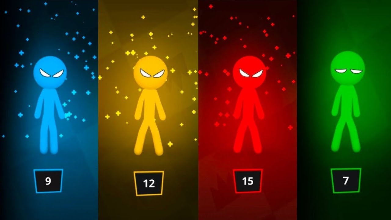 Stickman Party - Турнирный режим, случайный выбор 1-4 игроков | Прохождение игры, обновление мини...