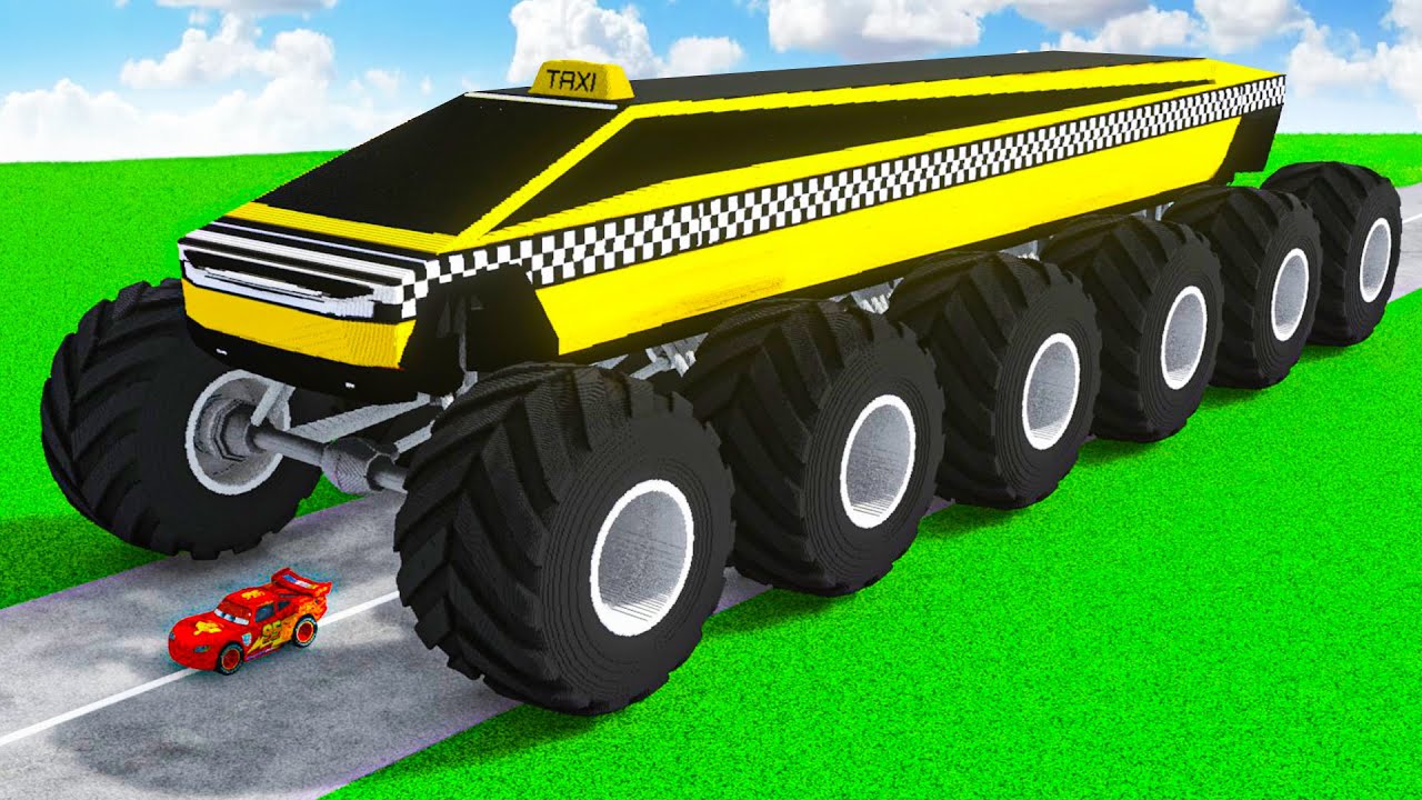 Tesla Cybertruck Transforming to GIANT very very long TAXI TESLA BTR BIGFOOT in Teardown!