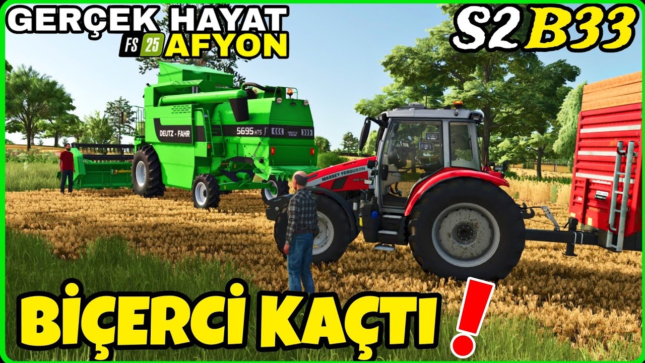 BİÇERCİ BUĞDAYI YERE DÖKÜP KAÇTI ❗️ AZ KALSIN HASAT YARIM KALIYORDU ❗️ FS25 GERÇEK HAYAT AFYON