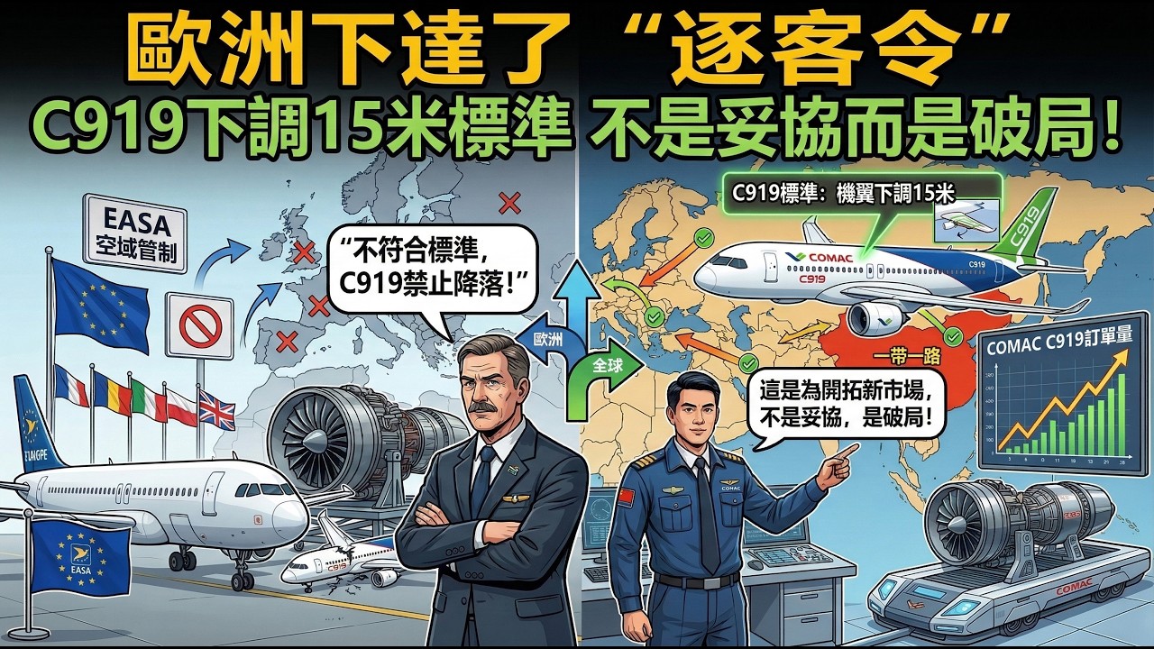 歐洲下達了“逐客令”，C919下調15米標準，不是妥協而是破局！