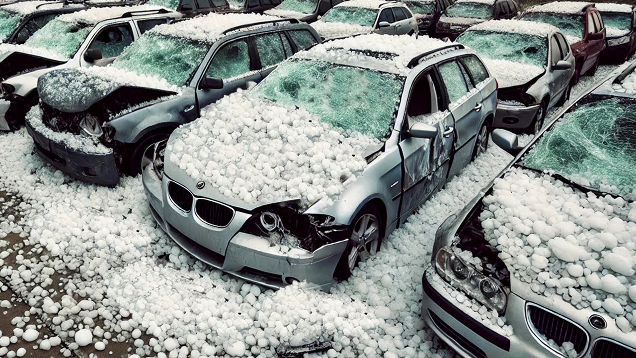 M&aacute;laga, Spain Now Wrecked by a Massive Hailstorm ! Hail Batters Vehicles & Homes