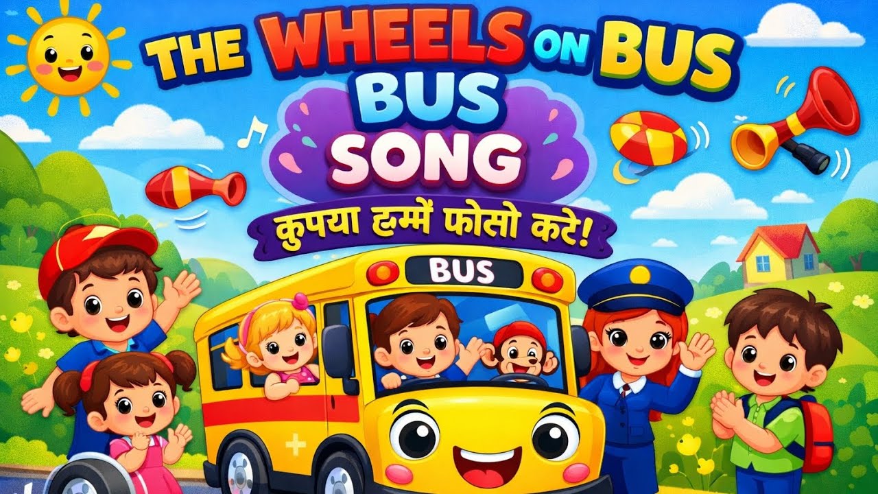  बच्चों के लिए एनिमेटेड कार्टूनः द व्हील्स ऑन द बस, सॉन्ग, नर्स राइम||The wheels on the Bus song