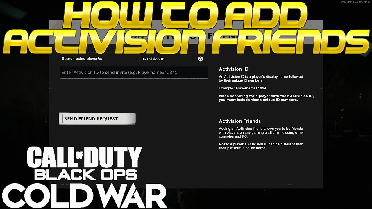 Black Ops : Cold War - How To Add Activision Friends For Crossplay! PS4 PS5 XBOX PC