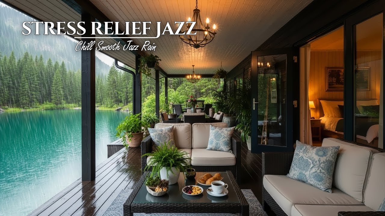 Smooth Rainy Morning Jazz – A Gentle Rain Serenade for the Soul by the Lakeside Cabin