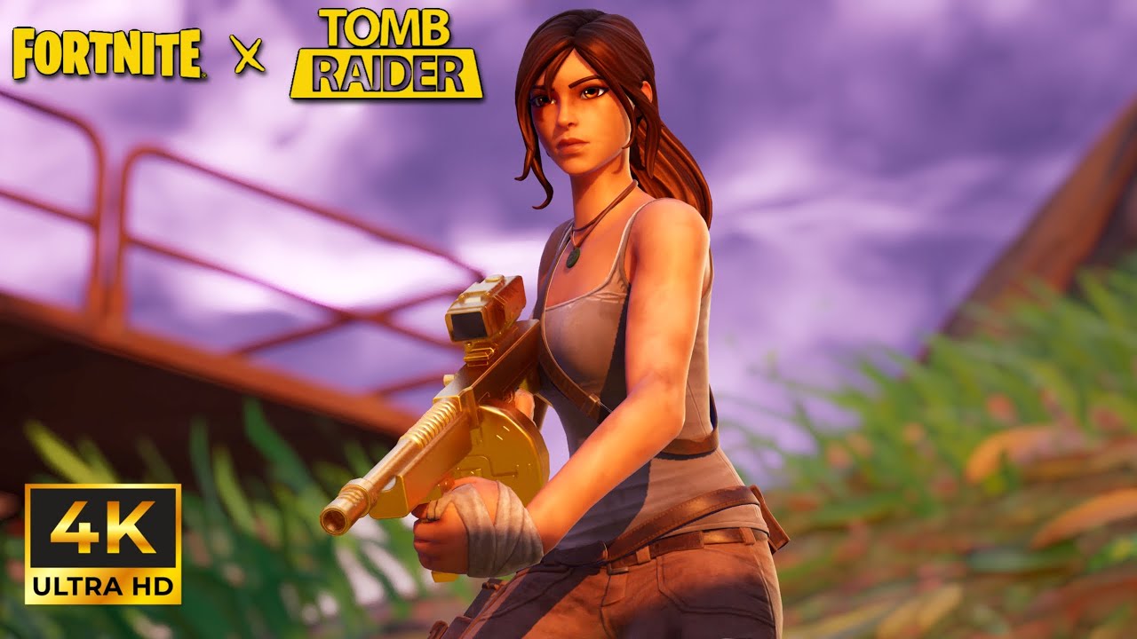 OG Lara Croft ULTRAWIDE Gameplay | FORTNITE x TOMB RAIDER