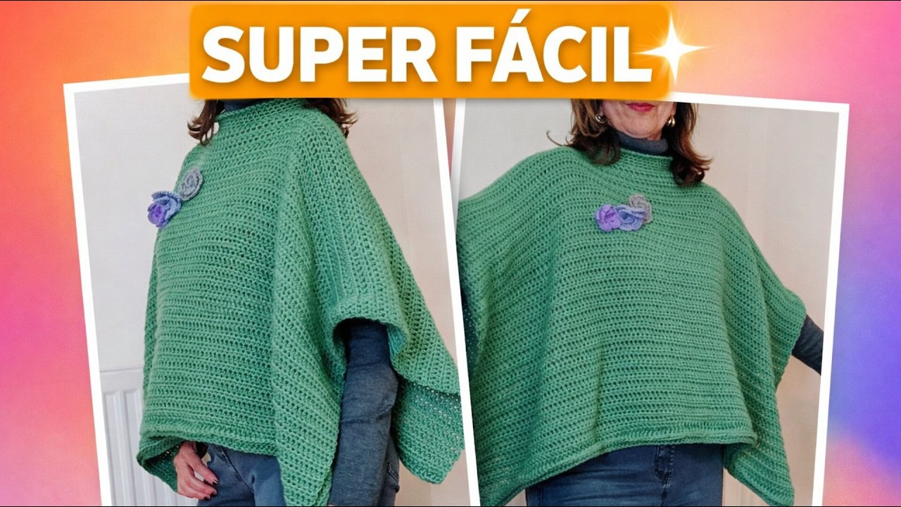 FACILÍSIMO !.SUETER TIPO CAPA A CROCHET. IDEAL PRINCIPIANTES. TUTORIAL PASO A PASO @anitawn