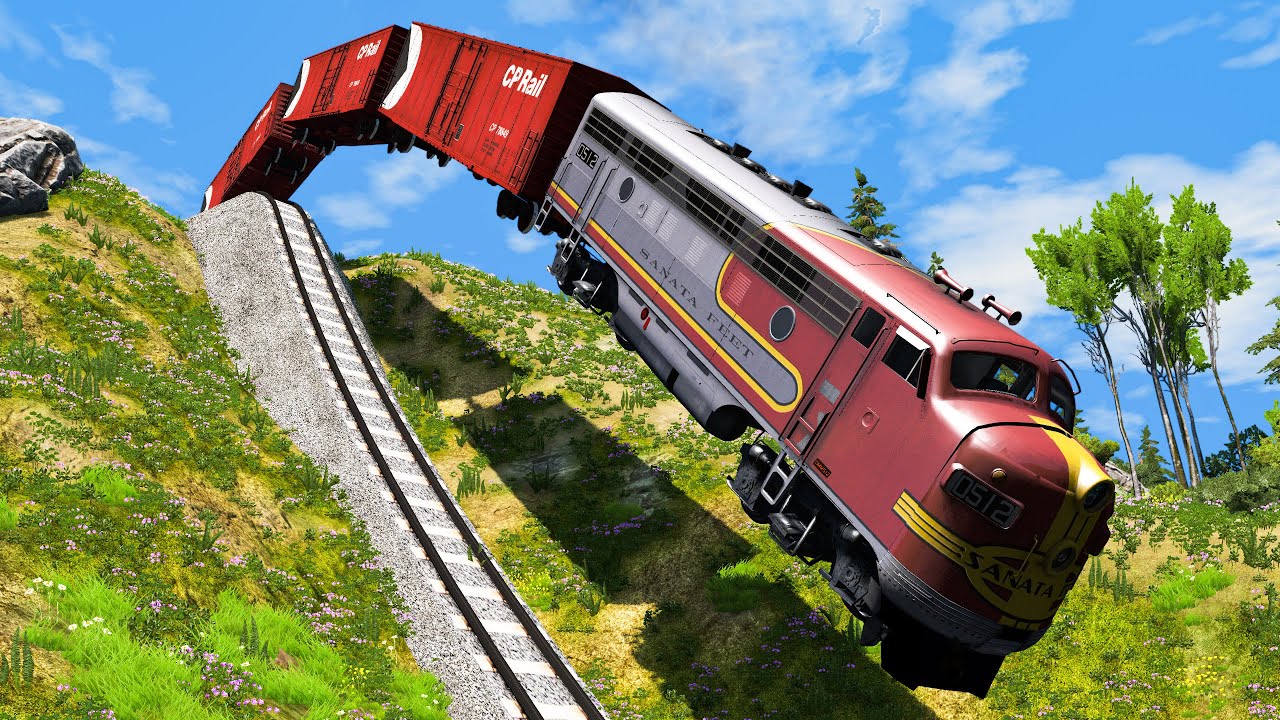 Trains vs Steep Slope - BeamNG.Drive #2