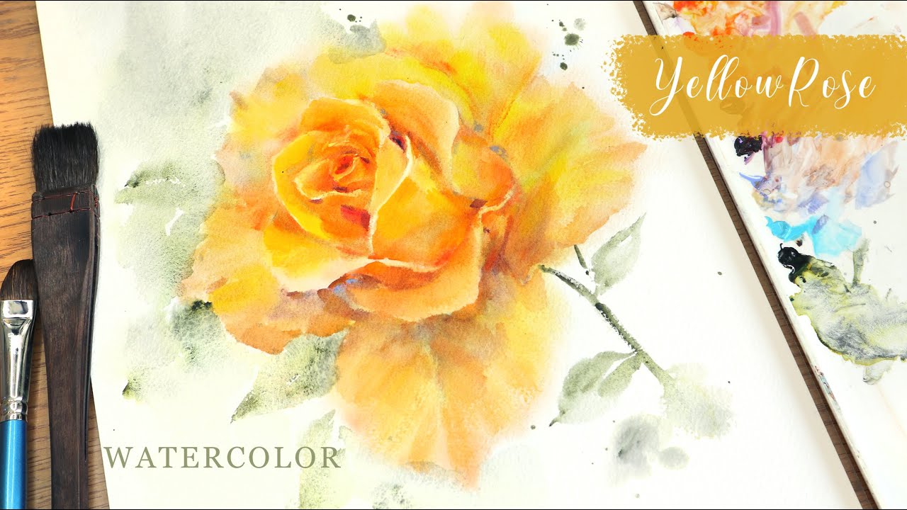 A Yellow Rose Watercolor Painting Tutorial / Step By Step/ How to
