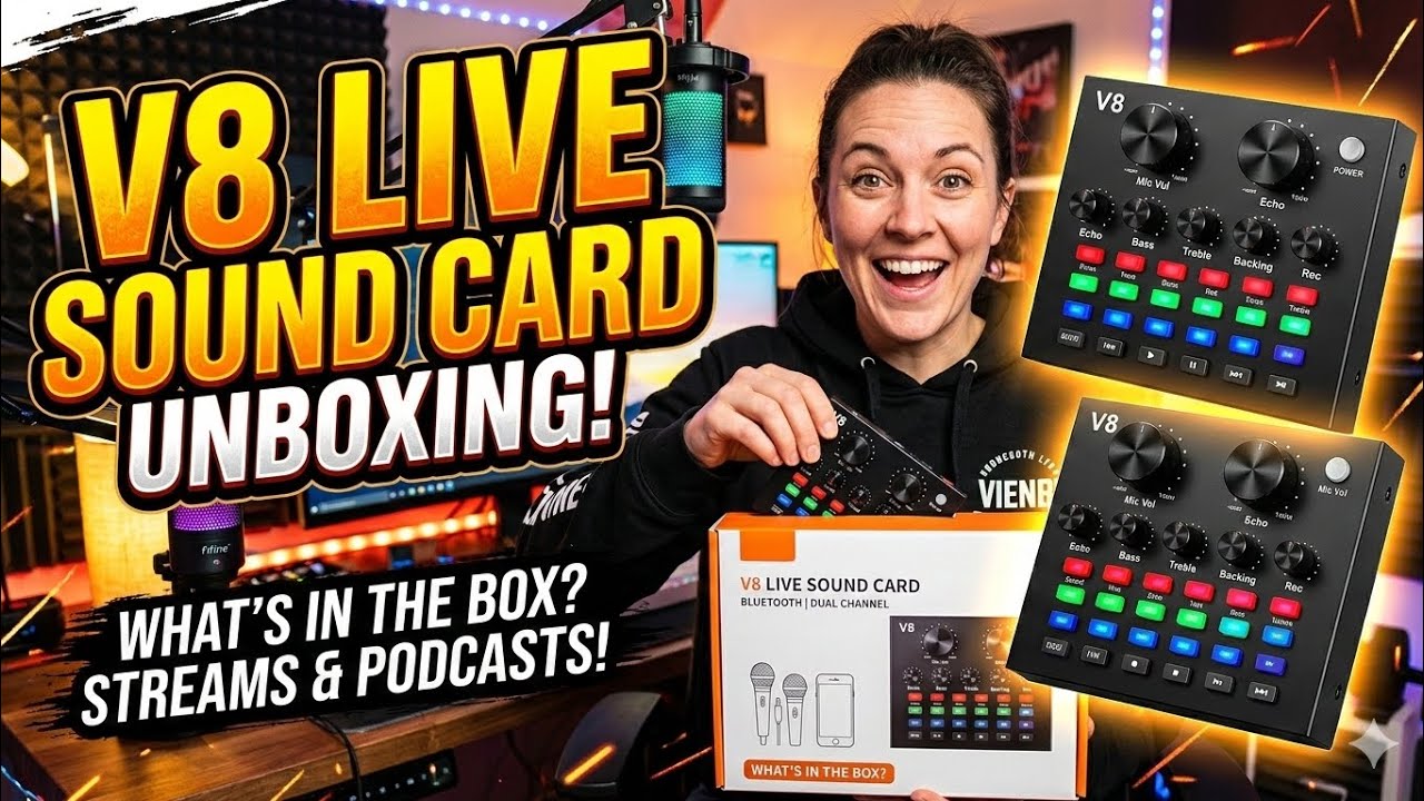 What's in the box? V8 live sound card set.