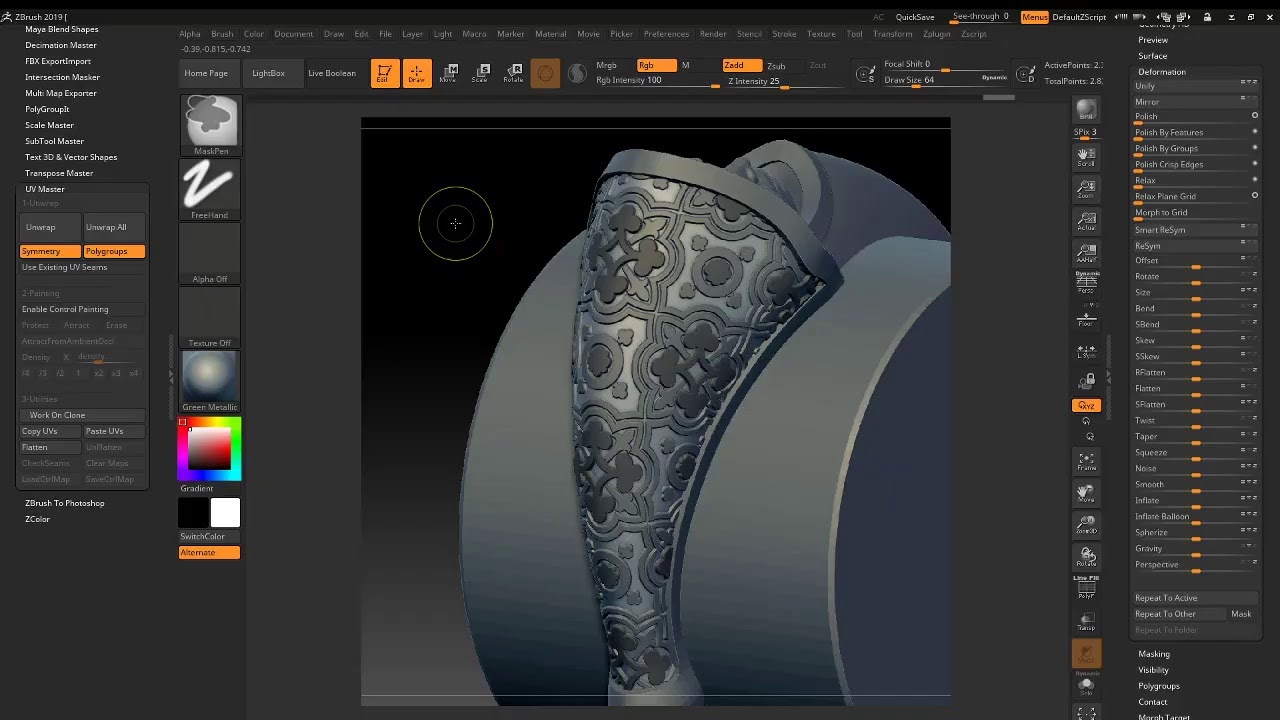 j-DESIGN.PRO Создание бесшовного 3d паттерна в Рино и Зибраш .  3d pattern in Rhinoceros and Zbrush