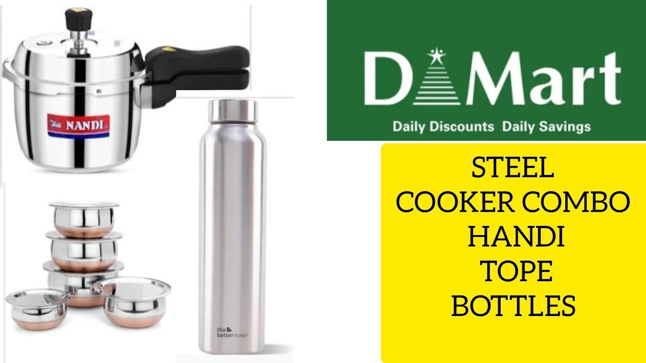 D-MART STEEL COOKER COMBO OFFER /STEEL Handi/Tope/Bottles/Clearance Sale.
