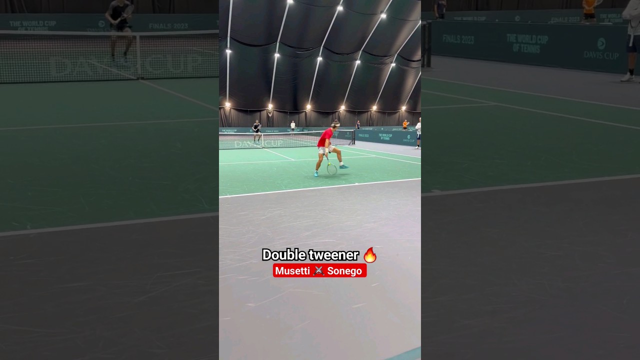 Double tweener between Musetti and Sonego during a practice at the Davis Cup Finals 2023 #tennis