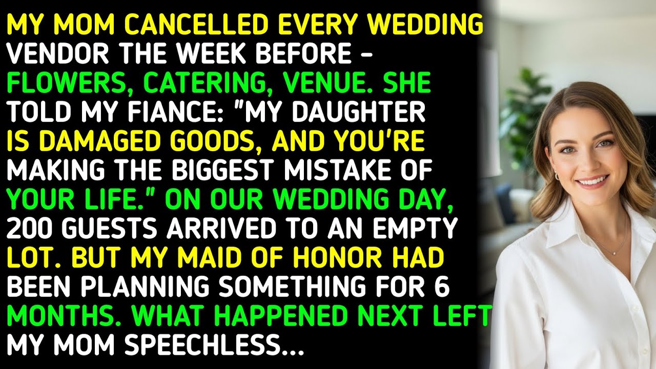 MY MOM CANCELLED EVERY WEDDING VENDOR THE WEEK BEFORE -FLOWERS, CATERING, VENUE. SHE TOLD MY FIAN...