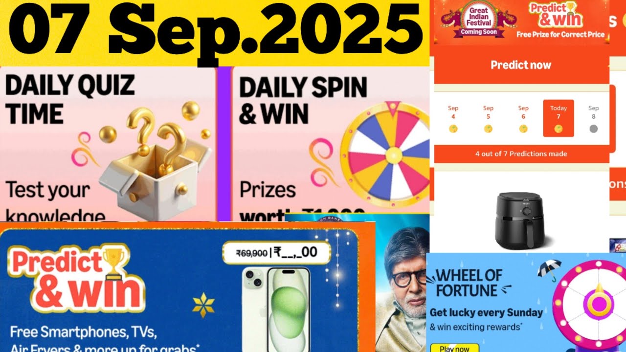 Amazon Great India Festival Season Quiz Amazon Predict & Win Bumper prize Quiz  Laddoo Win DailyQuiz