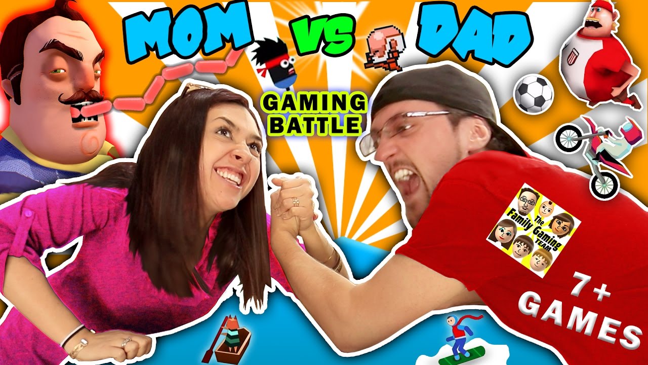 MOM против DAD GAMING ВЫЗОВ! Привет сосед Колбаса Eater? 7+ IOS App игры Битва (FGTEEV Родители)