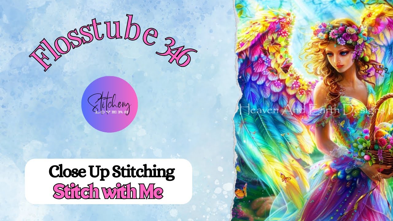 CLOSE UP STITCHING | HAED Mini Rainbow Angel/SWM/one color at a time/ 10x10 Stitching/Flosstube #346