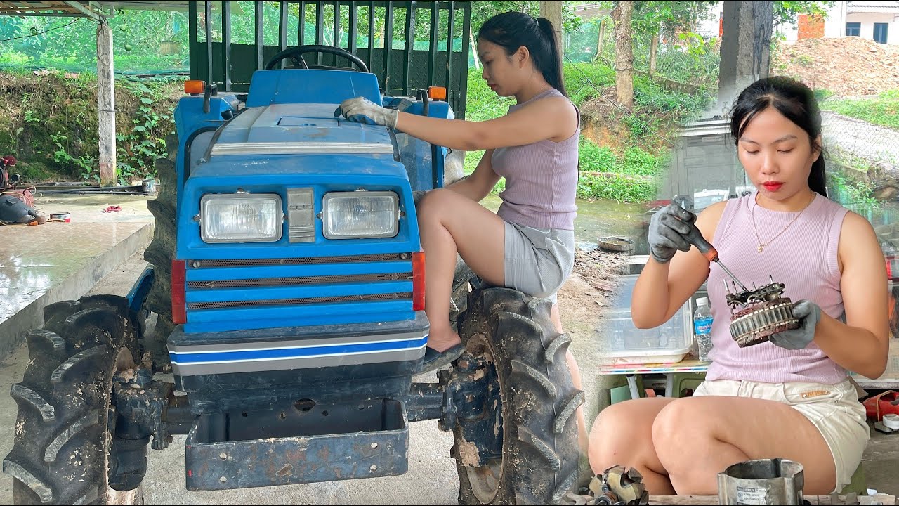 Full video: Classic farm vehicle restoration: Genius girl restores the engine starter.