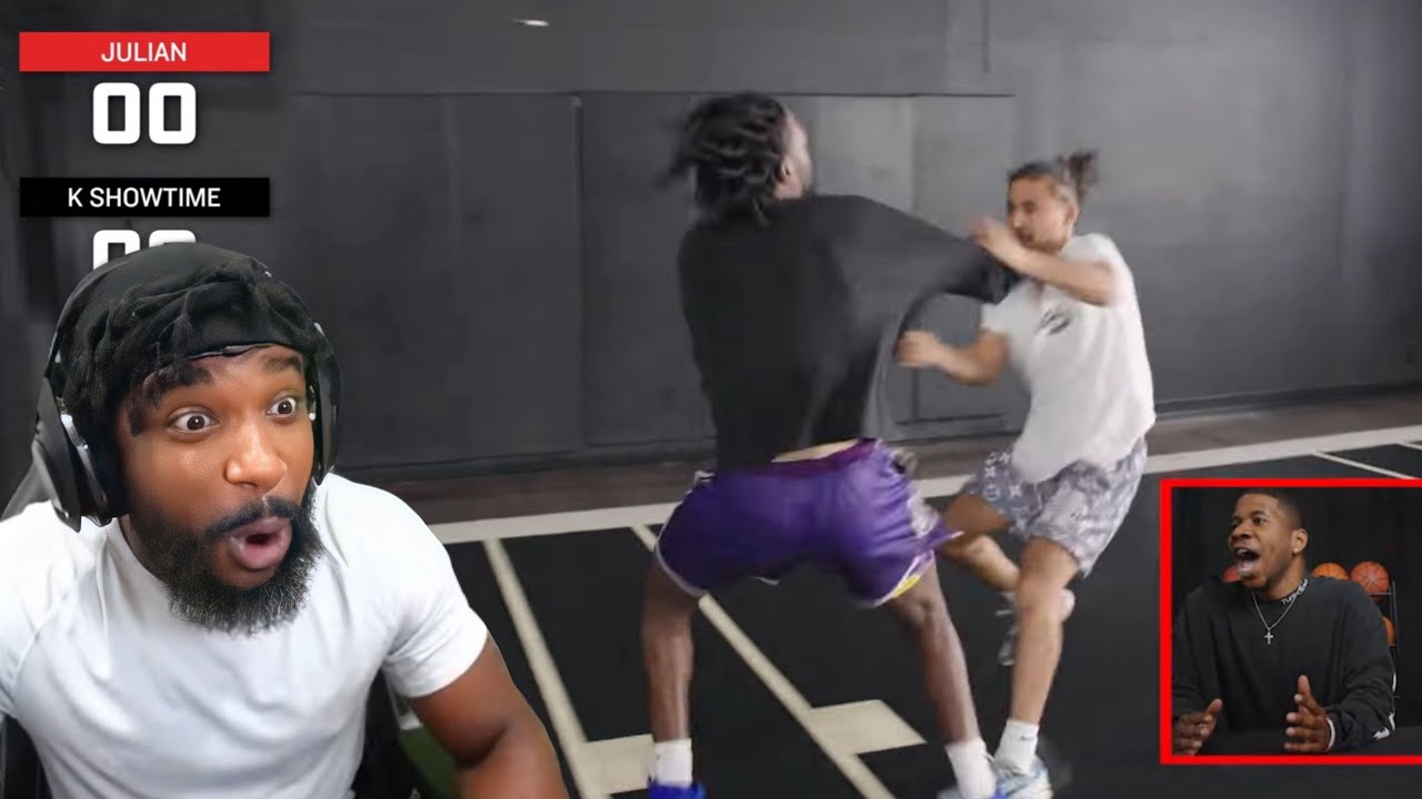 Julian Newman vs K Showtime HEATED FIGHT! 1v1 vs 20 HOOPERS Reaction!