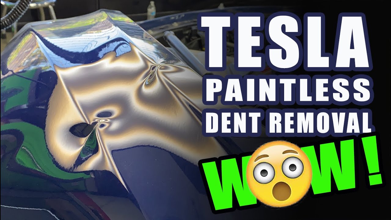 Tesla Model 3 Paintless Dent Repair W😳W- Big Smash Removal!