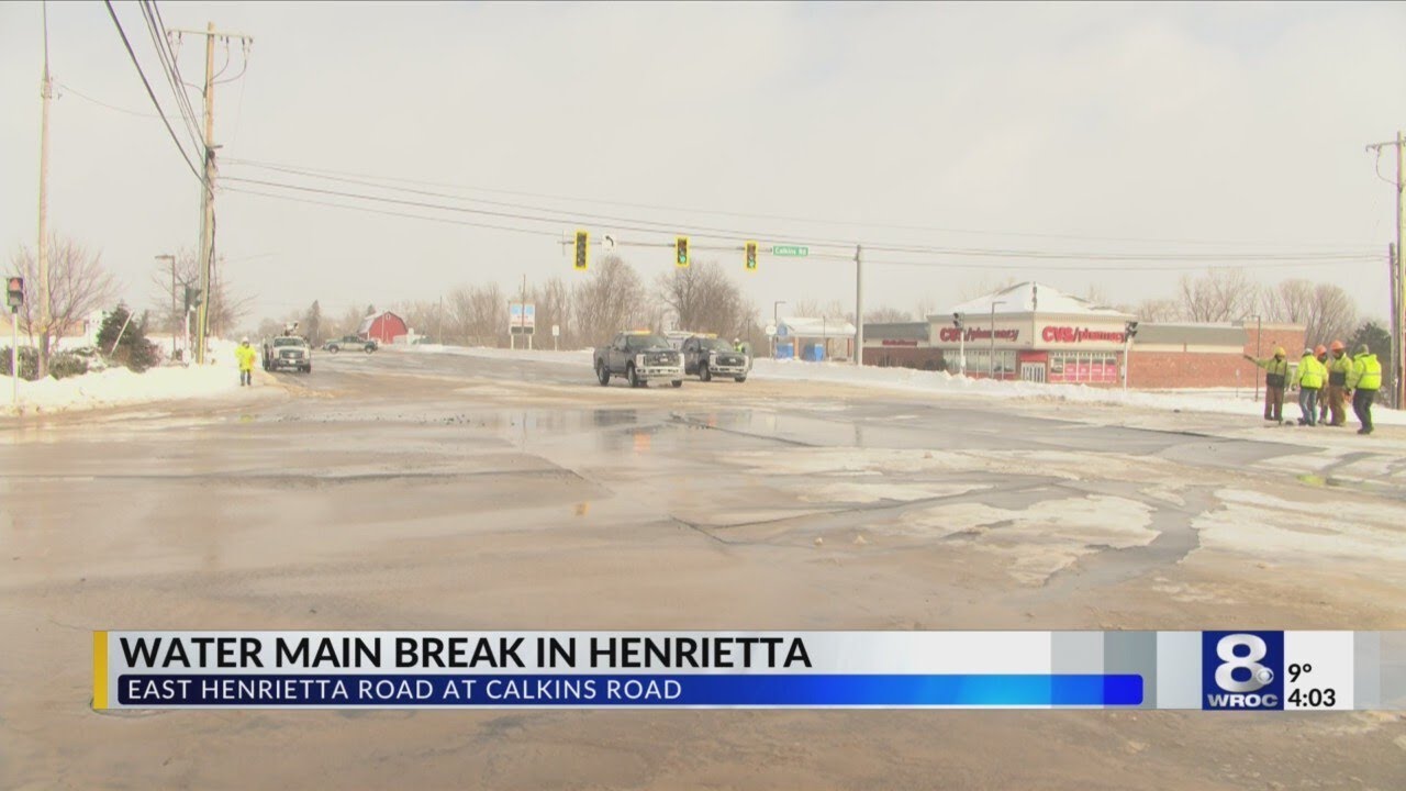 Water main on E. Henrietta & Calkins repaired; traffic signals fixed