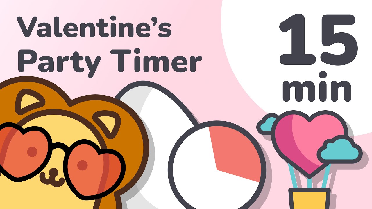 15 Minute Valentine's Party Timer for Kids (Visual Countdown)