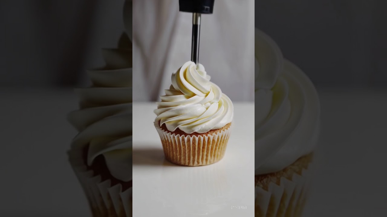 Video Satisfying Vanilla Frosting AI #satisfying  #vanilla #frosting #cupcake #shortvideo  #shorts