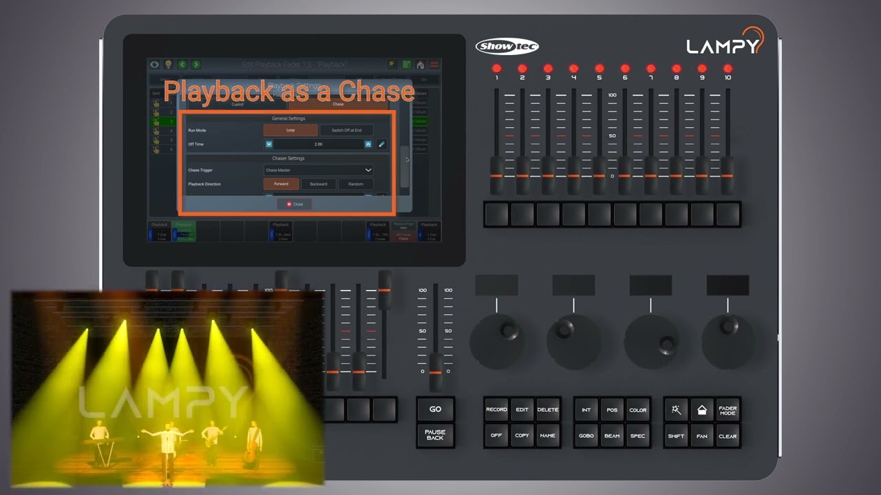 Showtec - LAMPY Tutorials: Playback Settings