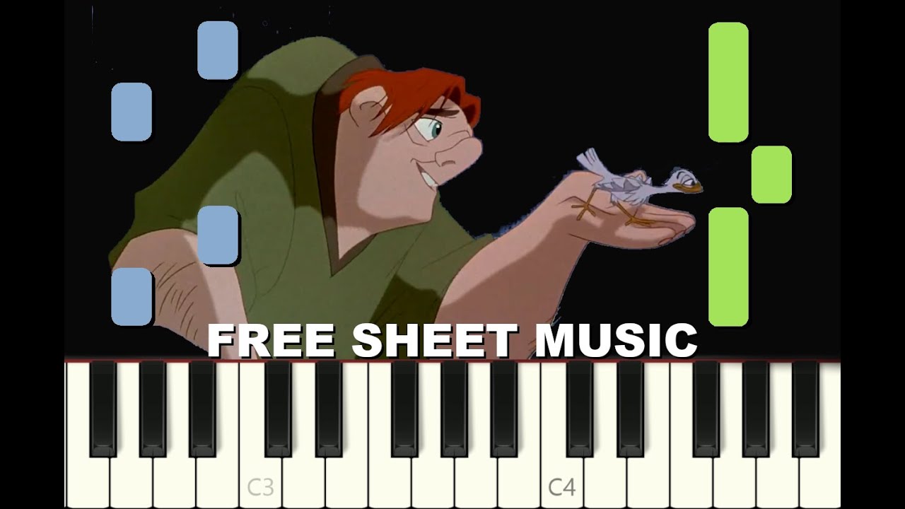 OUT THERE from THE HUNCHBACK OF NOTRE DAME, Disney, Piano Tutorial with FREE Sheet Music (pdf)