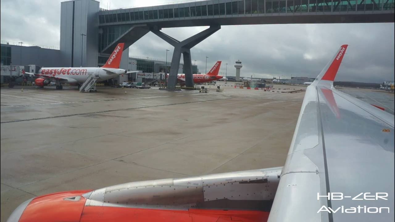 Airbus A320 Sharklets easyJet UK - Pushback, Start-up, Taxi & Take-off London Gatwick to Geneva